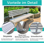Gartenbank,Wetterfest Outdoor Bank Sitzbank,Metall Stahl Bank, Metallbank Garten,100/120/150/cm,Mit Rückenlehne,Tragkraft bis 200kg, for Terrasse Park Rasen Hof,2-4 Sitzer 150×40×85cm-Rot