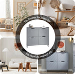 SoBuy Zapatero estrecho con 4 puertas abatibles, mueble zapatero alto y compacto, armario para zapatos con 4 estantes, organizador cerrado para recibidor, pasillo y vestíbulo, 100x91x19cm, Gris claro FSR100-HG