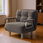 Fabulcozy Schlafsofa 1-Sitzer Umwandelbares Sesselsofa – Großer Komfort Abnehmbar mit Kissen, Metallarmlehnen und Füßen (Khaki)