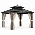 Pabellón de metal con techo de aluminio y cortinas de poliéster 3x4m negro/marrón