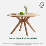 YESWOOD Massivholz Esstisch aus Eiche, runder Tisch 120 cm, 0 Furnier, moderner Küchentisch, runder Esszimmertisch, stabil, Dining Tables für 4-6 Personen, 120x120x74,8 cm, Naturfarbe