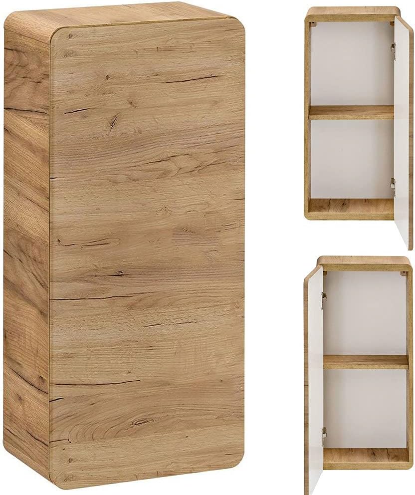 Lomadox Badezimmermöbel Set mit 81 cm Waschtisch & LED-Spiegelschrank, Wotan Eiche Nb. Dekor, B/H/T ca. 180/200/46 cm