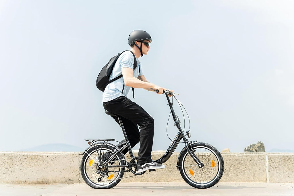 Bicicleta plegable Chillaxx Bike URBAN de 20 pulgadas, 6 velocidades Shimano, luces, sistema de plegado rápido, bicicleta plegable ligera, portaequipajes