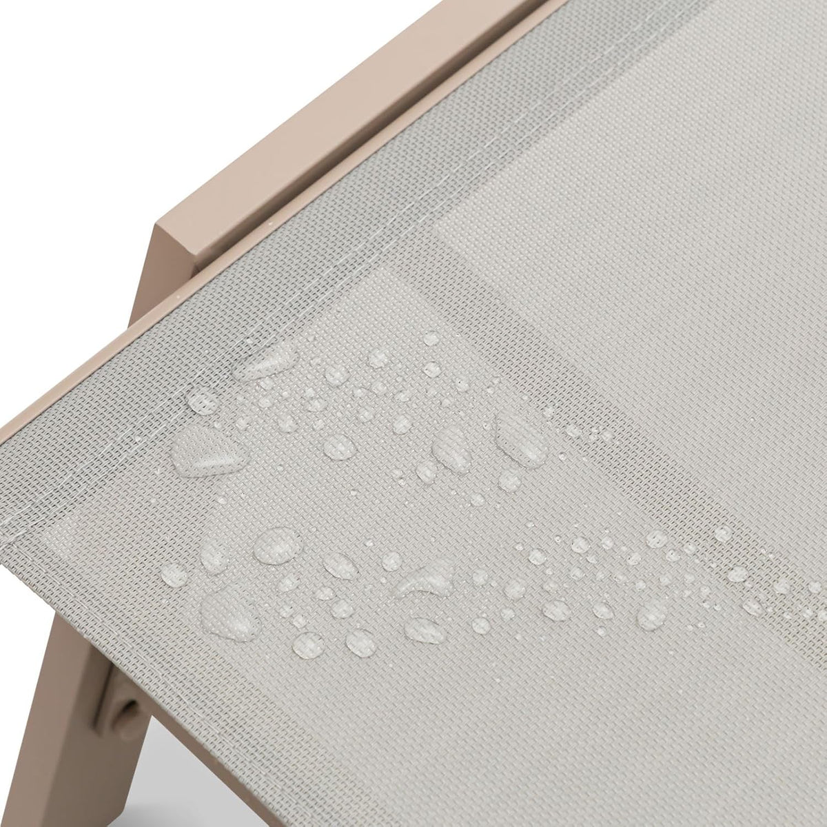 Tumbona de jardín IDIMEX ESPIRITU ajustable en altura, champán – Tumbona con respaldo ajustable de aluminio y textileno resistente a los rayos UV, para terraza, balcón, jardín, tumbona de relax para exterior