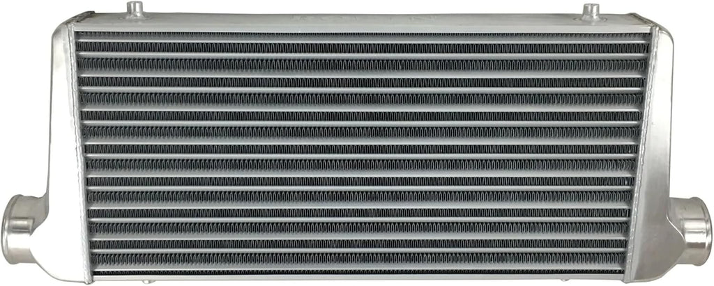 Intercooler de barra y placa 600 x 300 x 76 mm, diámetro exterior 76 mm, montaje frontal universal, tubo de admisión