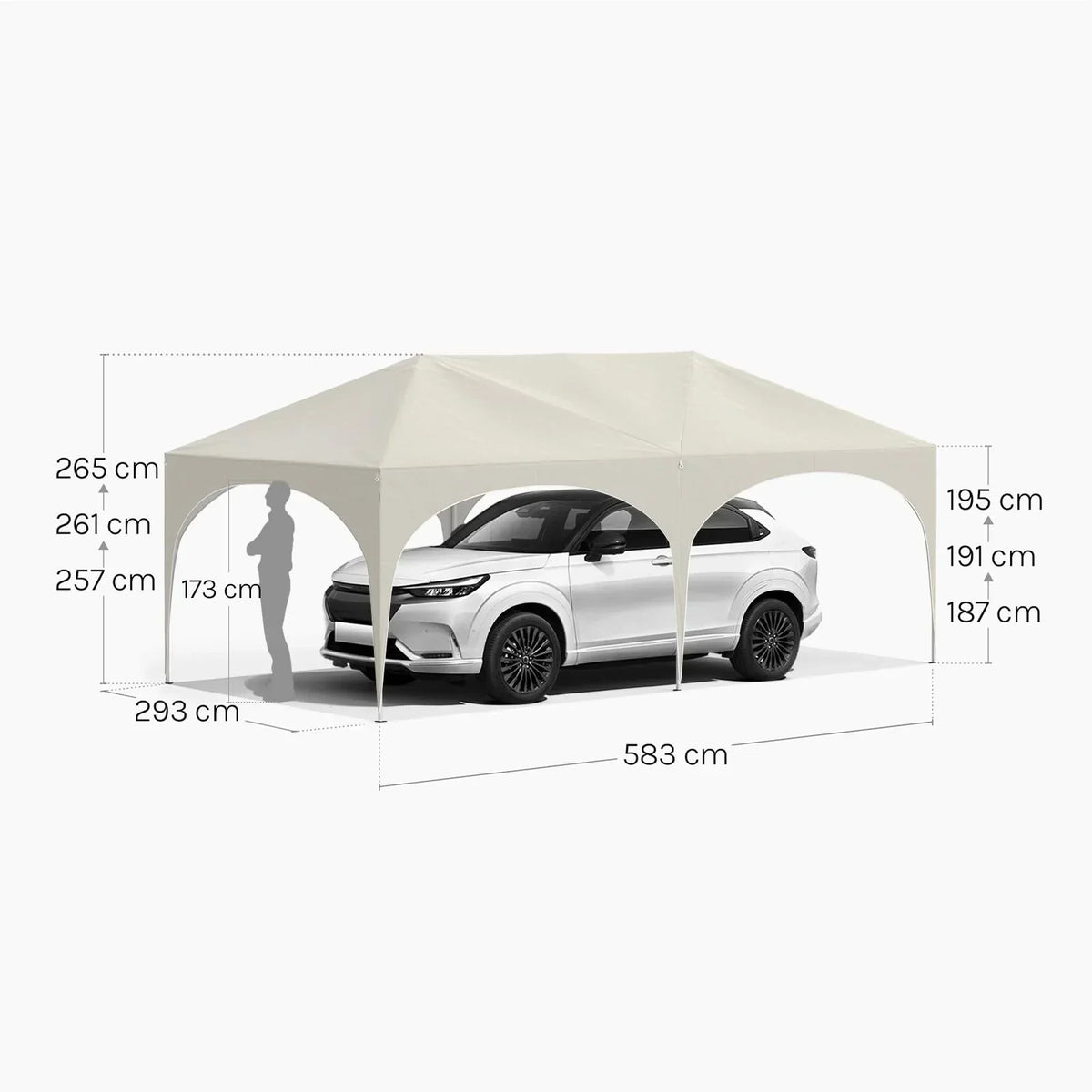 WOLTU Cenador plegable 3x6m Pop up con 6 paredes laterales, carpa de fiesta, beige, UPF 50+, impermeable, altura ajustable, resistente al viento
