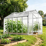 Invernadero de aluminio para jardín | 177*300*193 cm | Versátil: utilizable como invernadero, caseta de jardín, resistente al invierno, para cultivo, caseta para tomates, semillero y caseta para plantas, blanco