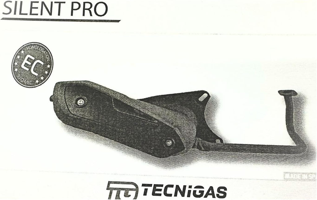 Tubo de escape Tecnigas Silencieux Pro homologado para moto de 50 cc, acero con pintura anticalórica y protector, Minarelli horizontal CE
