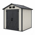 Caseta de jardín de plástico con puerta doble y ventilación gris claro/negro