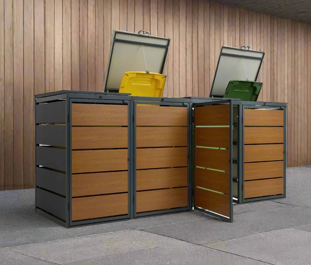 OBOX OAK 4er Mülltonnenbox mit Klappdach 240L