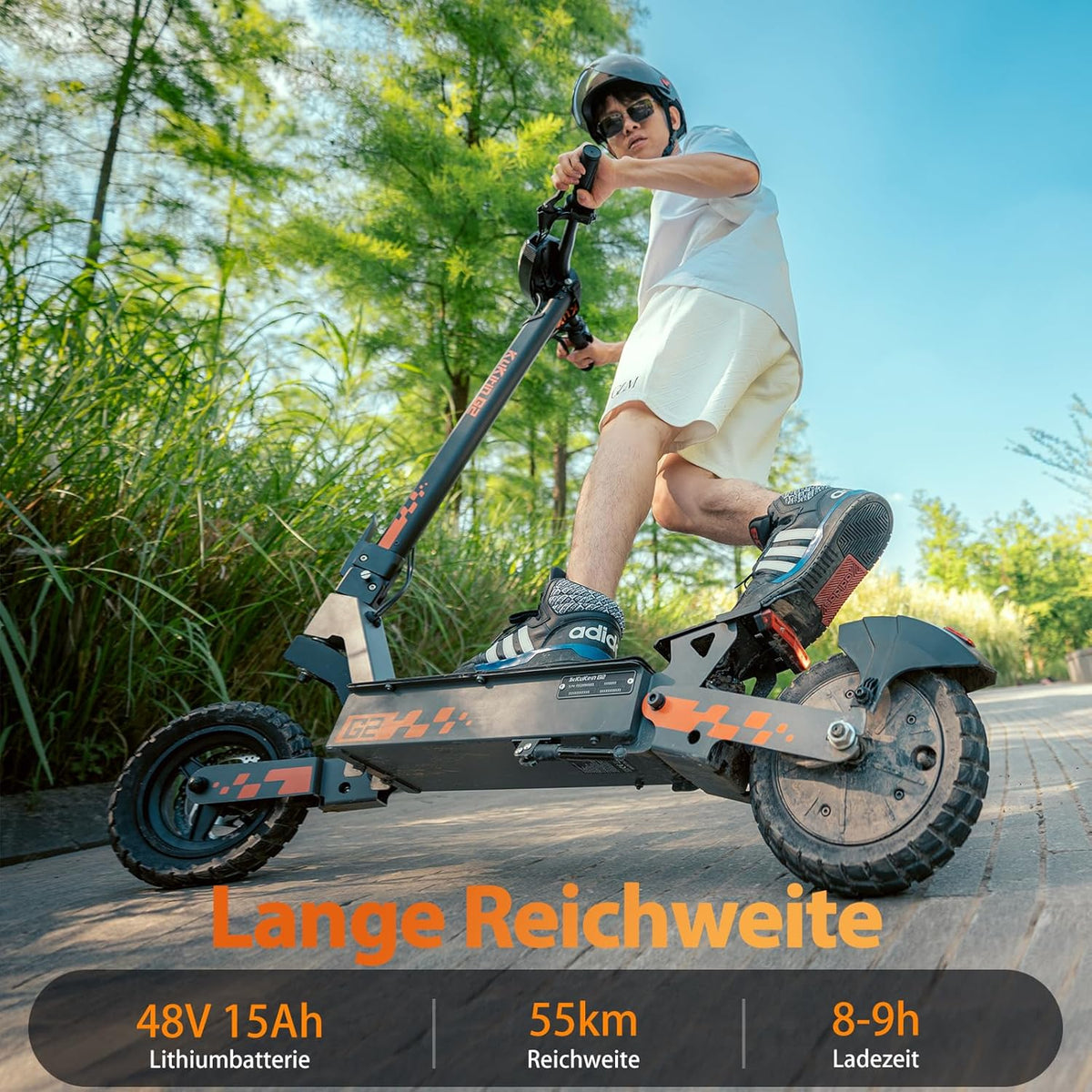 Patinete eléctrico Kukirin, patinete eléctrico para adultos, scooter eléctrico todoterreno, patinete eléctrico (autonomía de 55 km), G2