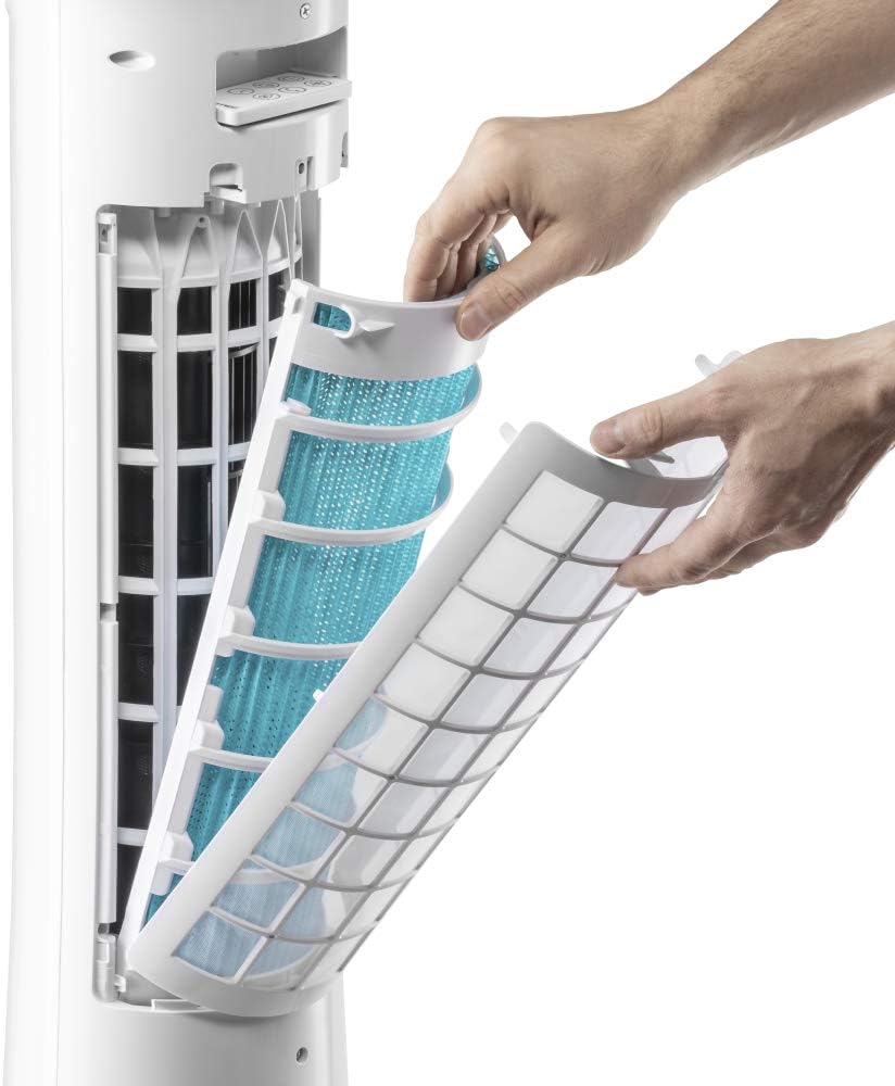 Enfriador de aire 3 en 1 TROTEC PAE 29 en forma de torre para refrigeración, ventilación y humidificación del aire