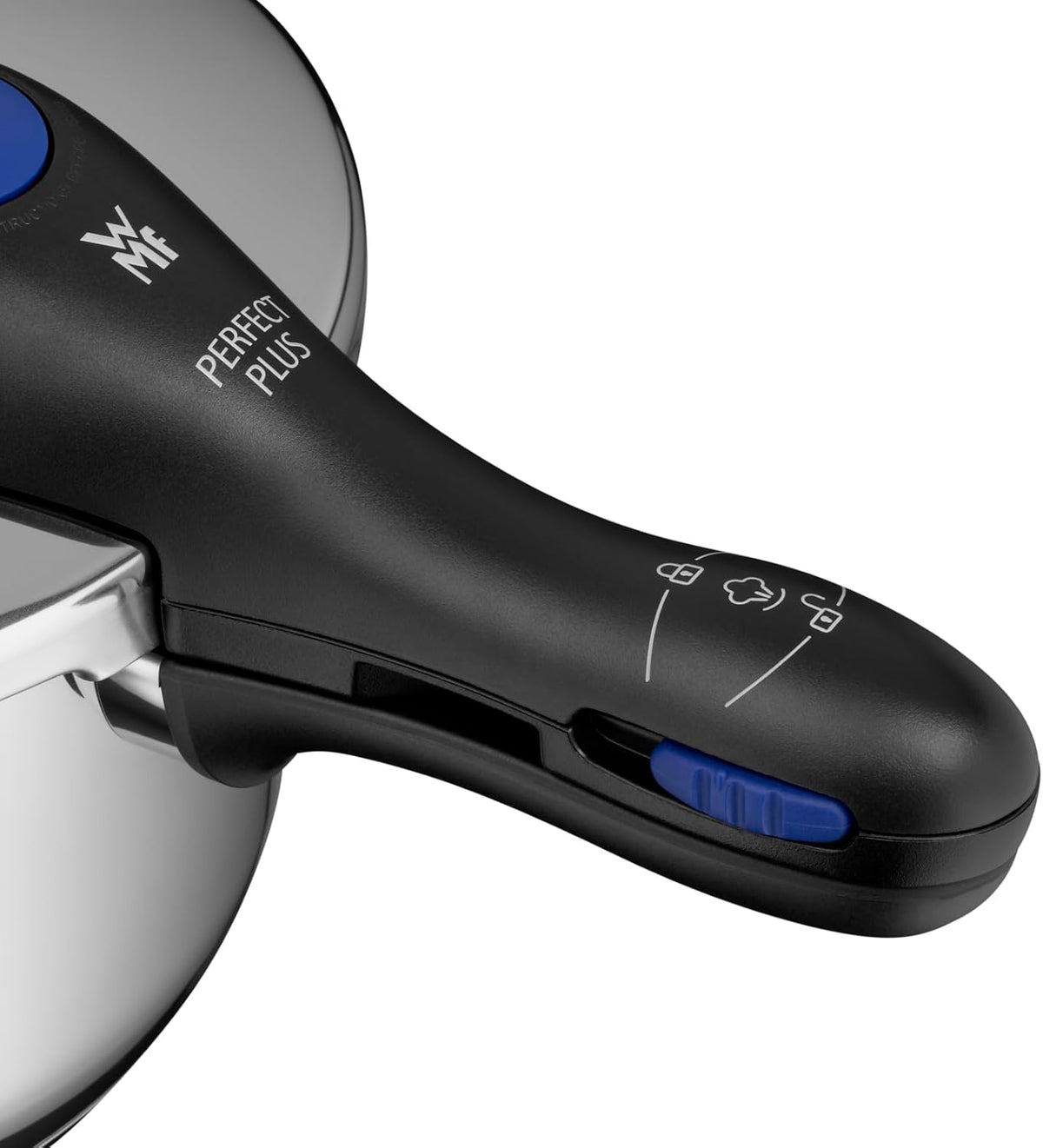 WMF Perfect Plus Juego de ollas a presión, inducción, 2 piezas, olla a presión de 6,5 l + 3 l, señal de cocción grande, 2 niveles de cocción, mango de tapa extraíble, regulador de cocción con una sola mano, acero inoxidable Cromargan pulido