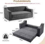 Sofá cama con función de descanso: sofá de 2 plazas sin estructura, de espuma, sofá de suelo con reposabrazos, sofá cama para invitados, pernoctaciones, sala de estar, dormitorio, apartamento y balcón