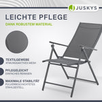 Juskys Gartenstuhl Calena 4er Set Anthrazit - 7-Fach verstellbar & klappbar - pulverbeschichteter Stahl, atmungsaktiv