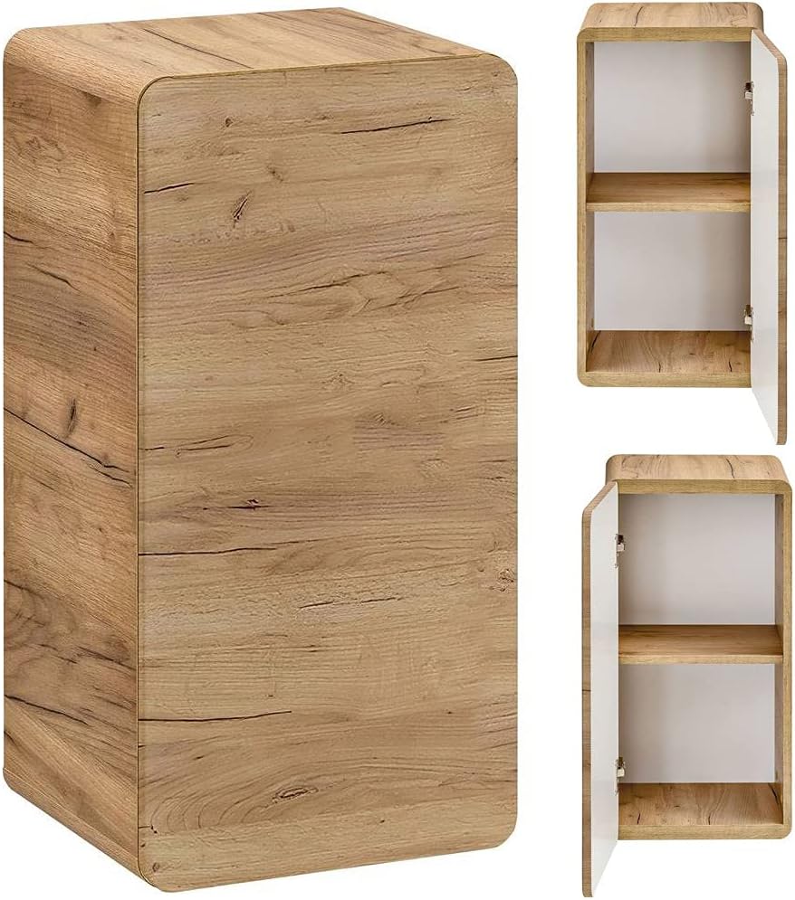 Lomadox Badezimmermöbel Set mit 81 cm Waschtisch & LED-Spiegelschrank, Wotan Eiche Nb. Dekor, B/H/T ca. 180/200/46 cm