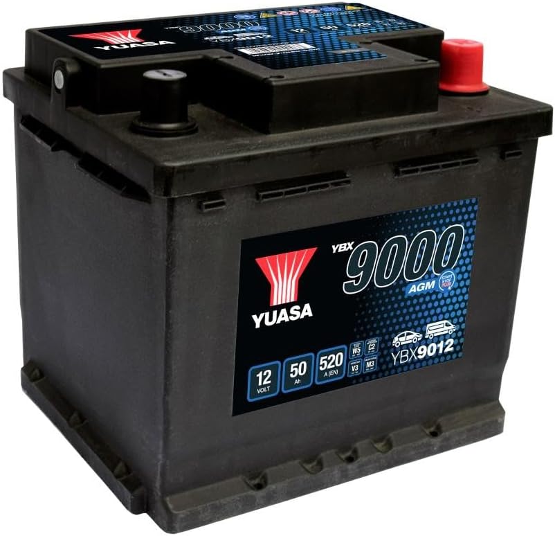 Batería de coche Yuasa YBX9012 12 V 50 Ah 520 CCA AGM Start Stop Plus