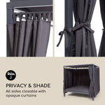 blumfeldt Senator Lounge - Tumbona de jardín doble con toldo, cenador tipo lounge, 188 x 208 x 205 cm, acolchado cómodo, cortinas de privacidad, resistente al agua, estructura de acero, máx. 350 kg, gris