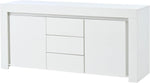 ModernLuxe LED Sideboard Hochglanz Wohnzimmer Beistellschrank 140x40x65cm,3 Schubladen & 2 Türen, Moderne Kommode mit Stauraum für Flur, Büro und Wohnzimmer, Weiß
