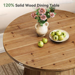 Mesa de comedor de madera maciza para 4 personas, pequeña mesa de cocina redonda con tablero reforzado y base estable para comedor, sala de estar, cocina, 100 x 75 cm, estilo rústico (solo mesa)