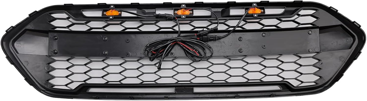 Artudatech Rejilla de parachoques delantero negro brillante compatible con Ford Transit Custom Trail 2018-2023 3LED