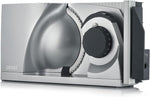 GRAEF. MYtiny MT1000 - Klappbarer Allesschneider, Made in Germany, Vollmetall, Wellenschliffmesser 170 mm, Schnittstärke 0-15 mm, Energiesparmotor 170 W, Brotschneidemaschine klappbar, Kompakt, Silber