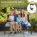 LIFERUN Banco de jardín resistente a la intemperie con cojín, banco de polirratán de 2 plazas, capacidad de carga de 320 kg, cómodo banco de jardín para exterior, 122x60x90 cm, banco de balcón para balcón pequeño, jardín, terraza, negro