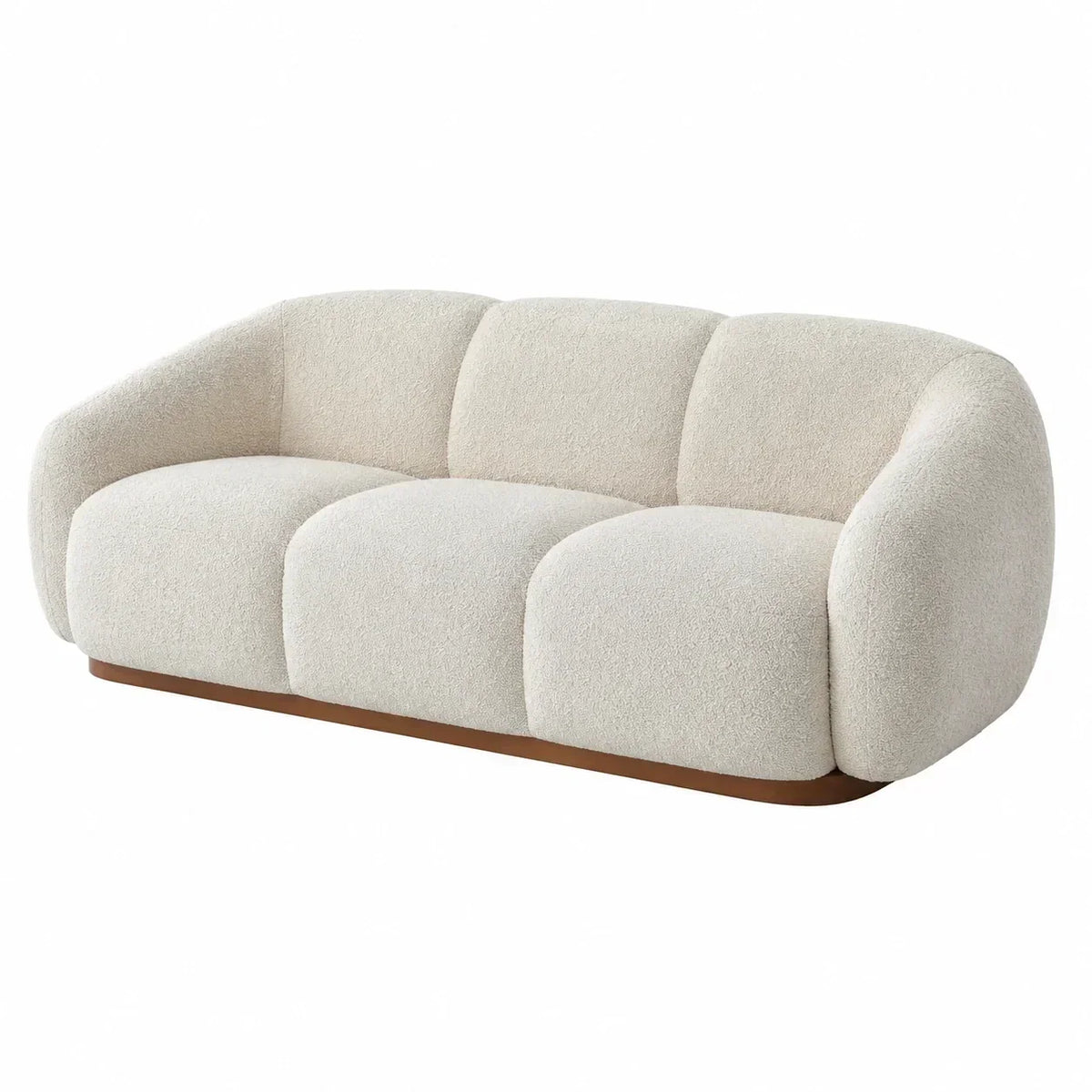 Sofá de 3 plazas de tela bouclé blanco con estructura de madera