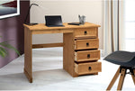 Escritorio CARO-Möbel Salsa de estilo mexicano, elegante mesa para computadora de pino macizo, escritorio de oficina con cajones, teñido y encerado