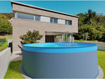 Set de piscina de pared de acero Planet Pool (5 piezas) redondo 450x120 cm, acero 0,4 mm antracita, lámina 0,3 mm azul, solapado