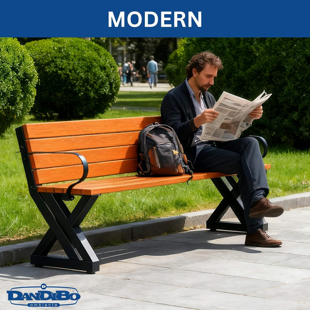 DanDiBo Juego de 2 estructuras para banco con respaldo de metal negro, patas para banco de bricolaje, bases para banco, soportes para banco 96670, estructura de asiento para banco de jardín, resistente y estable