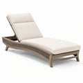 Tumbona de jardín de madera y tela beige 200x70x35 cm