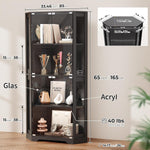 Vitrina esquinera BROTTAR con puertas de cristal, estantería esquinera alta de 165 cm con iluminación LED de 3 colores, armario expositor de 4 niveles con sensor inteligente para salón, dormitorio u oficina, negro