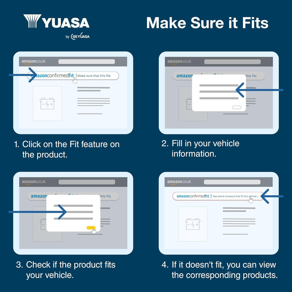 Batería de coche Yuasa YBX9012 12 V 50 Ah 520 CCA AGM Start Stop Plus