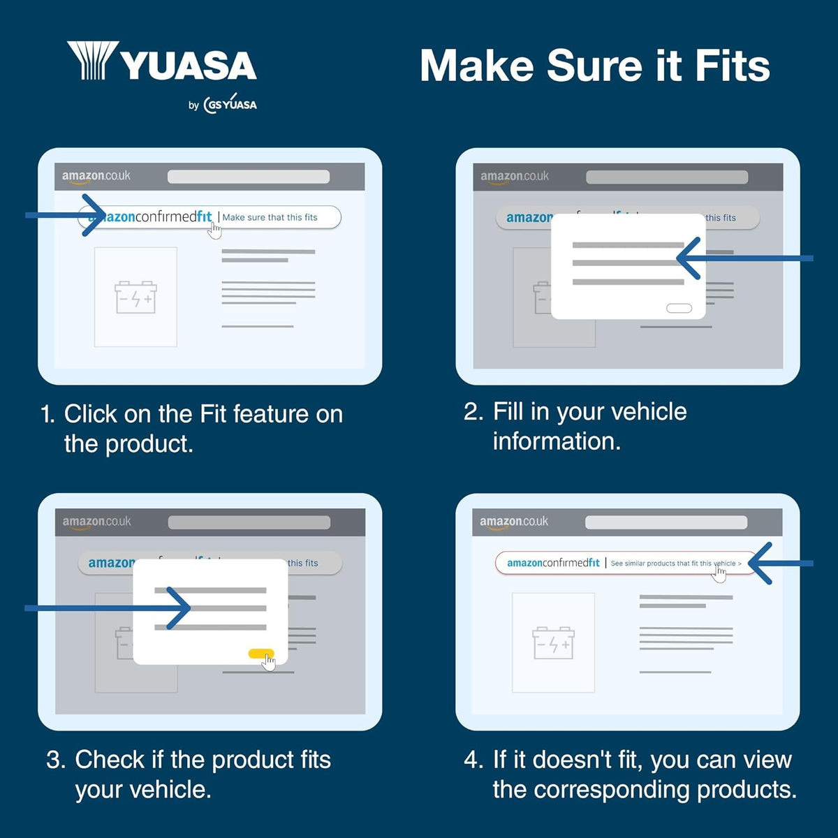 Batería de coche Yuasa YBX9012 12 V 50 Ah 520 CCA AGM Start Stop Plus
