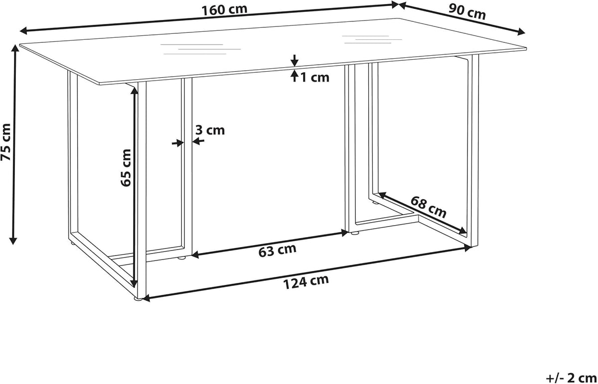 Mesa de comedor rectangular Beliani transparente/plata, vidrio templado, 160 x 90 cm, Envia