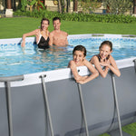 Set de piscina con estructura Bestway Power Steel, ovalada, con bomba de filtrado, 305 x 200 x 84 cm, gris, 5614A