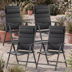 Casaria® Gartenstühle 4er Set Klappbar Gepolstert Alu 8- Fach Verstellbar 120 kg Belastbarkeit Wetterfest Outdoor Balkon Camping Hochlehner Klappstuhl