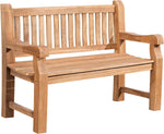 Banco de teca CLP Jackson V2 | Banco de madera resistente a la intemperie con respaldo | Banco de jardín estable de madera de teca maciza, color: Teca, tamaño: 120 cm