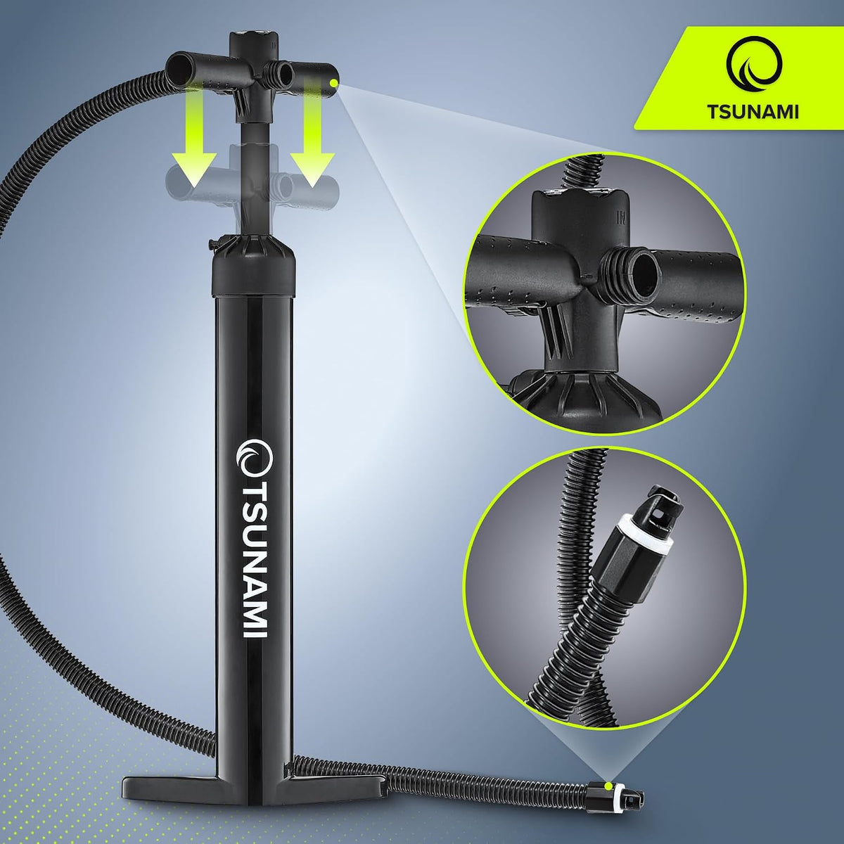 Tabla de Stand Up Paddle TSUNAMI PRO, tabla SUP con accesorios completos, bomba y correa de seguridad, capacidad de carga de hasta 160 kg, longitud 350 cm, material doble y refuerzos internos adicionales
