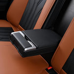 Fundas de asiento trasero FLORICH, fundas de asiento de coche de piel, protector de asiento trasero impermeable, cojín de asiento universal para la mayoría de coches, camionetas y SUV - Marrón y negro
