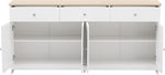 Ymkua Sideboard, Buffetschrank, Kommode für Wohnzimmer und Esszimmer, Aufbewahrungsschrank mit 4 Türen und 3 Schubladen, Moderner Wohnzimmerschrank, 160x37x75 cm, Holz und Weiß