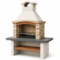 Chimenea de barbacoa de piedra y cerámica beige/gris