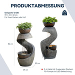 Fuente de jardín Bumilgar, fuente ornamental, fuente de interior, fuente con luz LED, cascada, juego de agua para jardín, balcón, terraza, 82 cm