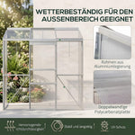 Invernadero Outsunny de policarbonato y aluminio con puerta corredera, ventanas de techo abatibles, invernadero para tomates, casa para plantas, para jardín, 192 x 68 x 196 cm, plateado