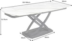 Mesa de comedor extensible Riess Ambiente Inception - 130–190 cm - blanca - ovalada, cerámica con efecto mármol blanco, estructura de metal negro