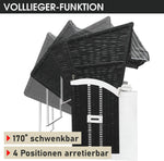 BRAST® Cesta de playa Usedom XXL de 3 plazas para 2-3 personas | 165 cm de ancho | 5 diseños | incluye funda impermeable | respaldo ajustable, cojines para los pies | antracita/gris - a rayas