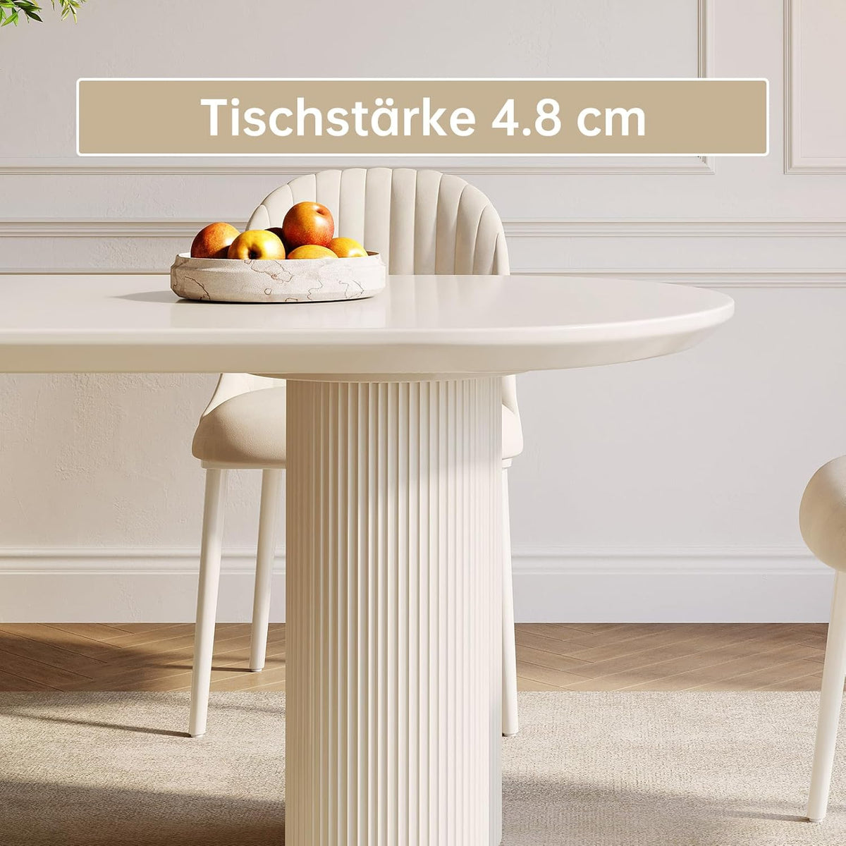 Mesa de comedor blanca con patas de columna, mesa minimalista moderna para 4-6 personas, ideal para comedor, cocina y espacios pequeños, diseño que ahorra espacio, elegante y duradera, solo mesa de comedor. (160 cm)