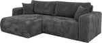 Sofá esquinero BROMARKT con función cama gris oscuro, sofá en forma de L de tela de pana con arcón, sofá cama para salón con espacio de almacenamiento, sofá esquinero de 3 plazas, conjunto de salón 244x148x82 cm TILIO