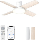 El ventilador de techo con luz DREO ofrece doce velocidades, tres modos y un motor de corriente continua silencioso. Montaje sencillo, LED regulable, mando a distancia y temporizador de 12 horas en color blanco.